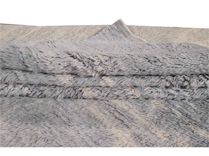 Modern Gray Moroccan Wool Rug 10 X 15