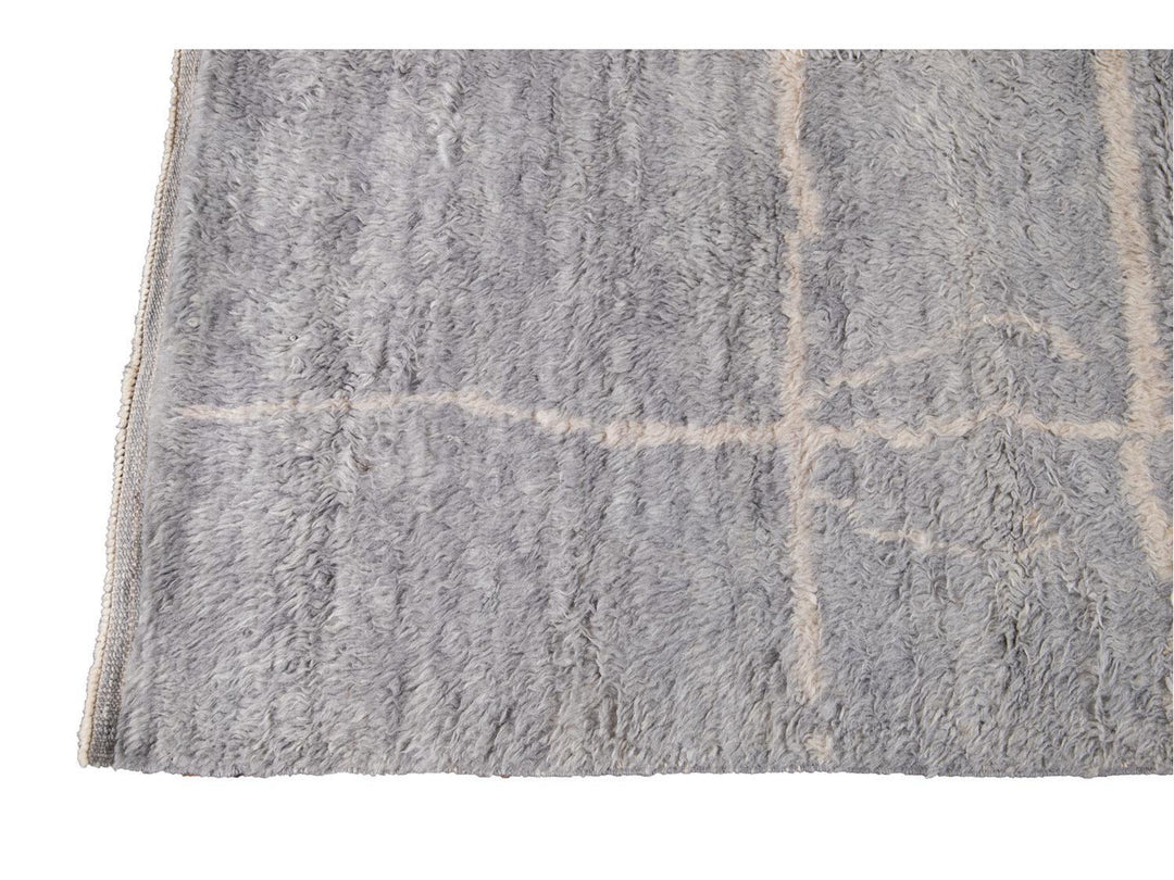 Modern Gray Moroccan Wool Rug 10 X 15