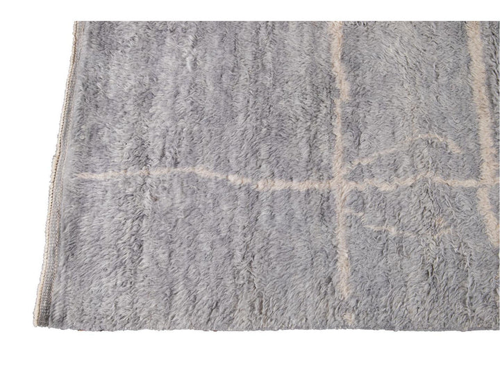 Modern Gray Moroccan Wool Rug 10 X 15
