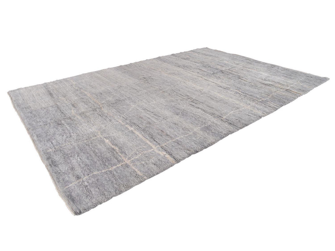 Modern Gray Moroccan Wool Rug 10 X 15