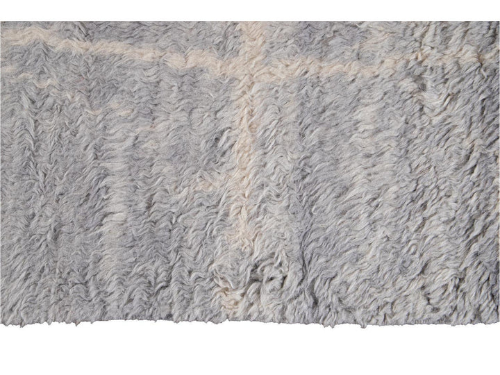 Modern Gray Moroccan Wool Rug 10 X 15