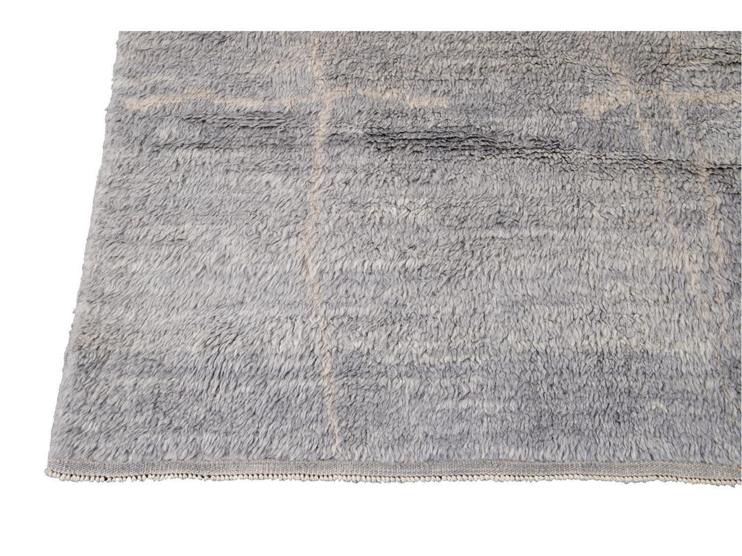 Modern Gray Moroccan Wool Rug 10 X 15