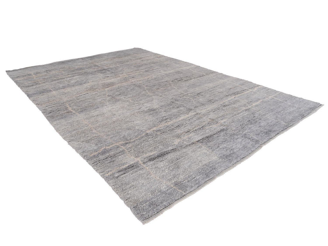 Modern Gray Moroccan Wool Rug 10 X 15