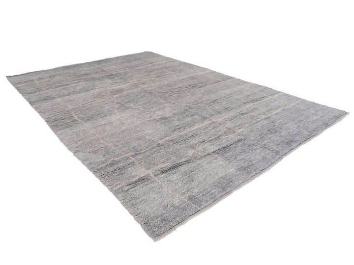 Modern Gray Moroccan Wool Rug 10 X 15