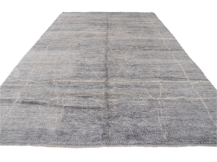 Modern Gray Moroccan Wool Rug 10 X 15