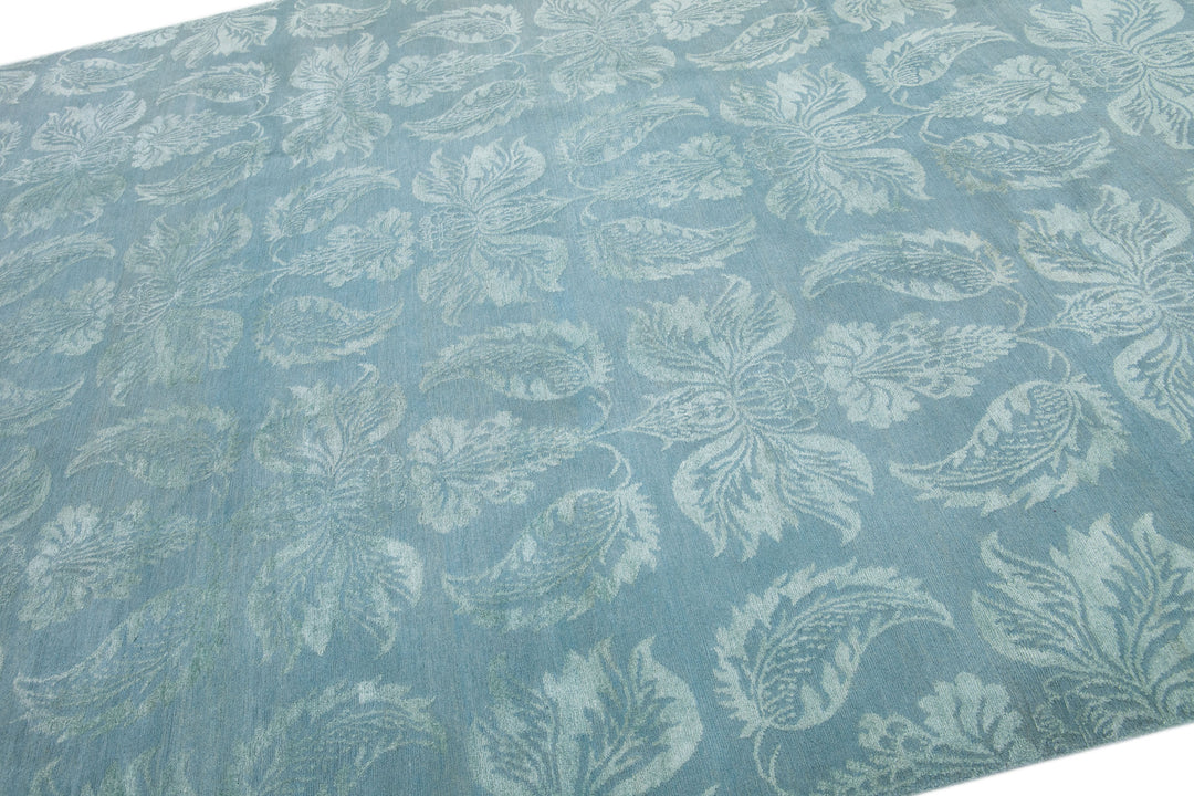 Modern Nepalese Wool and Silk Rug 9 X 12