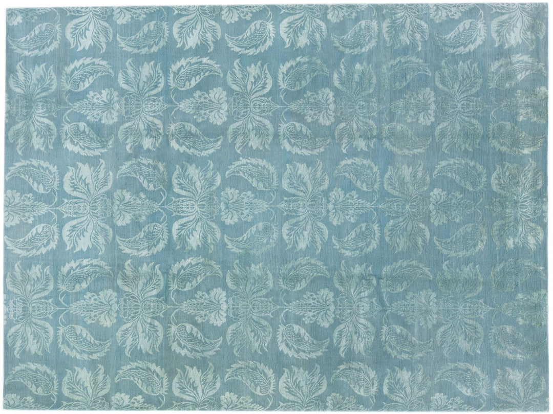 Modern Nepalese Wool and Silk Rug 9 X 12