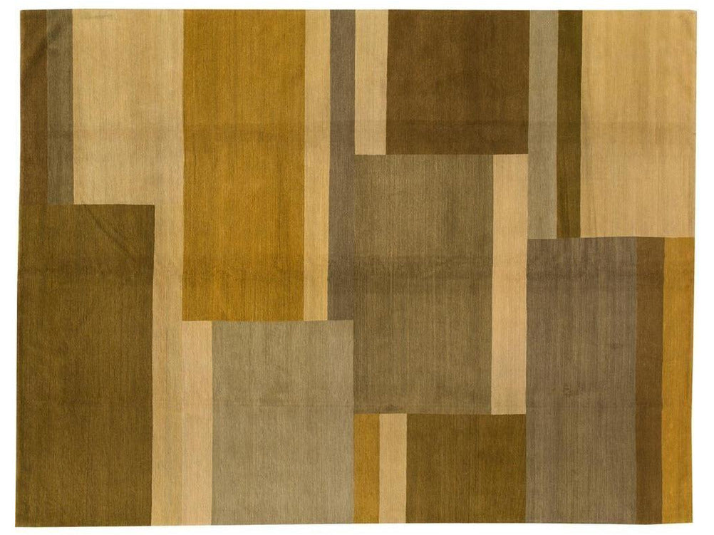 Modern Geometric Nepalese Wool Rug 9 X 12