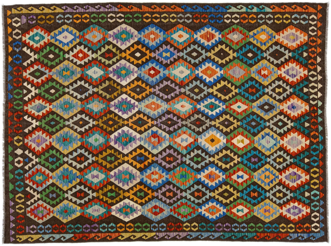 Modern Kilim Flatweave Wool Rug 9 X 11