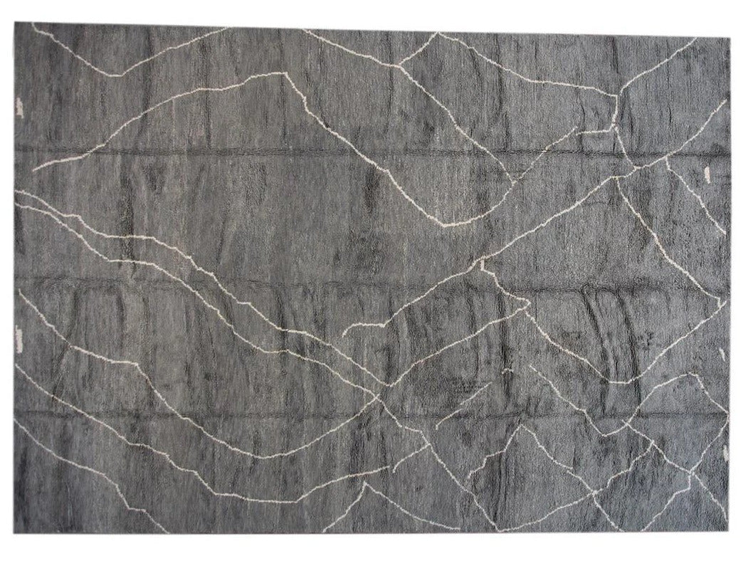 Modern Moroccan-Style Oversize Wool Rug 13 x 19