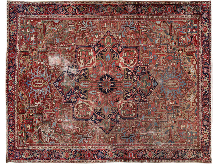 Antique Heriz Wool Rug 12 X 15