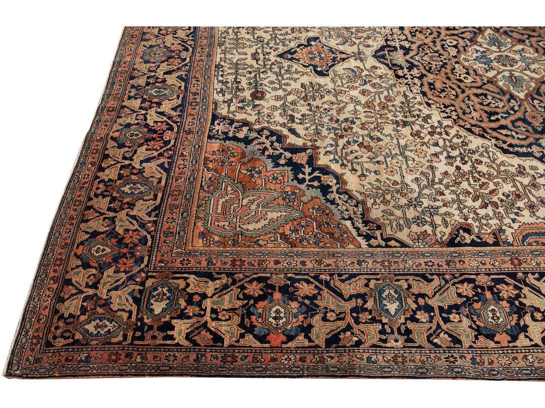 Antique Sarouk Wool Rug 9 X 12