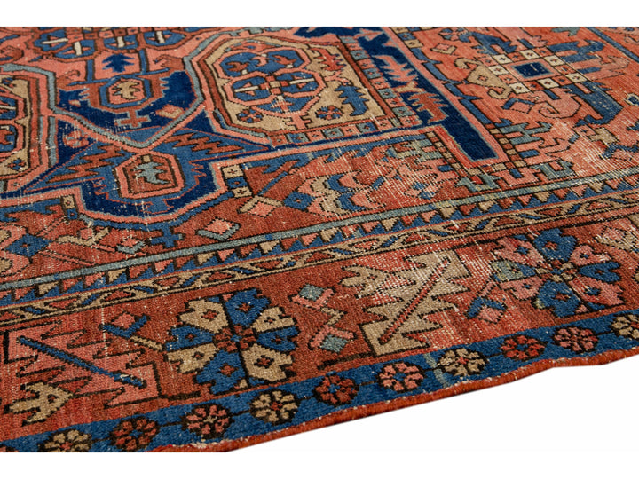 Antique Heriz  Wool Rug 9 X 13