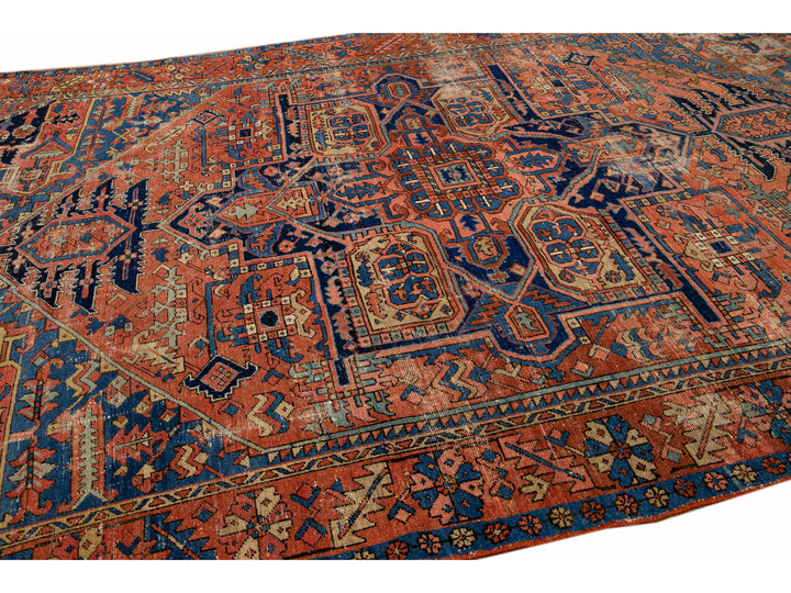 Antique Heriz  Wool Rug 9 X 13