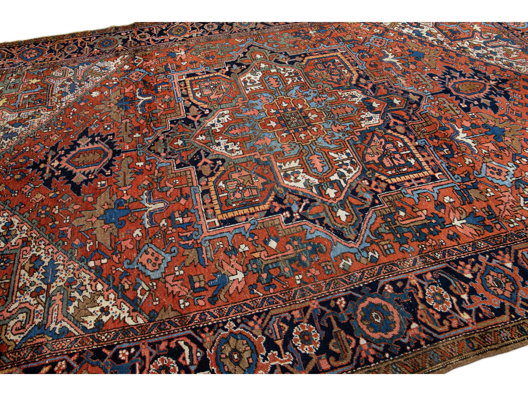 Antique Heriz Wool Rug 8 X 11