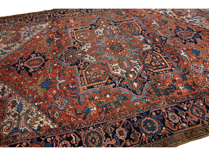 Antique Heriz Wool Rug 8 X 11