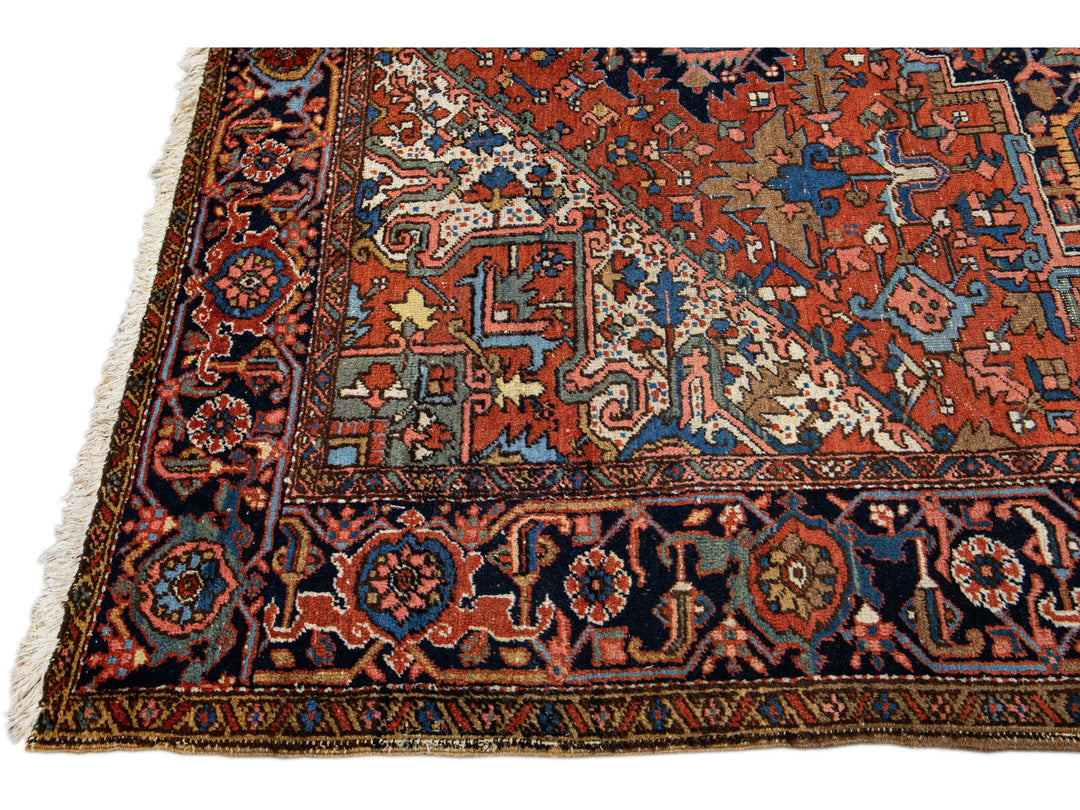 Antique Heriz Wool Rug 8 X 11