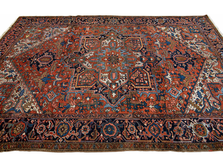 Antique Heriz Wool Rug 8 X 11