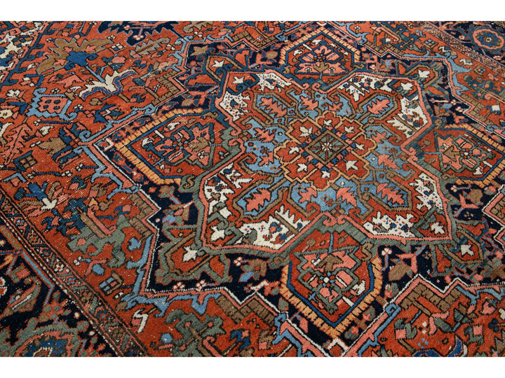Antique Heriz Wool Rug 8 X 11