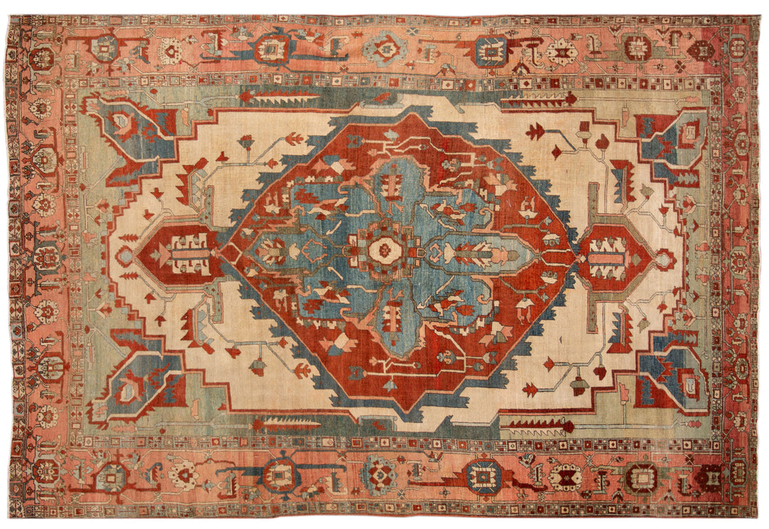 19th Century Antique Serapi Wool Rug 9 X 13