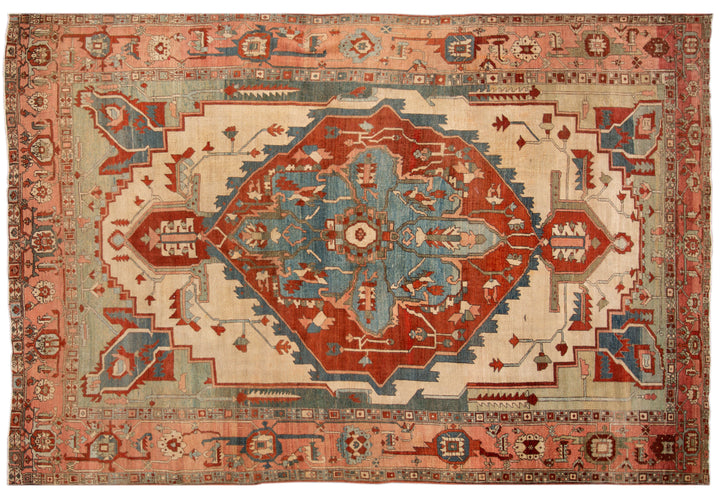 19th Century Antique Serapi Wool Rug 9 X 13