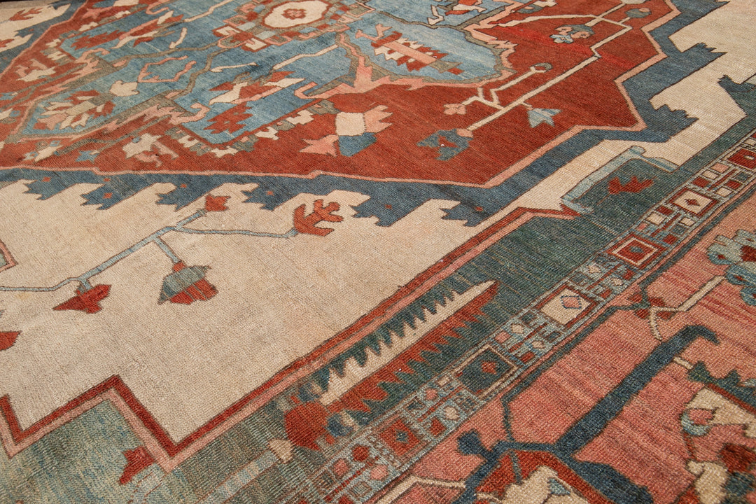 19th Century Antique Serapi Wool Rug 9 X 13