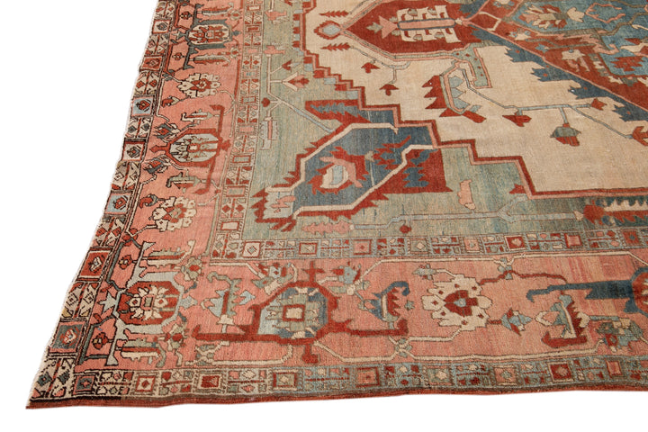 19th Century Antique Serapi Wool Rug 9 X 13