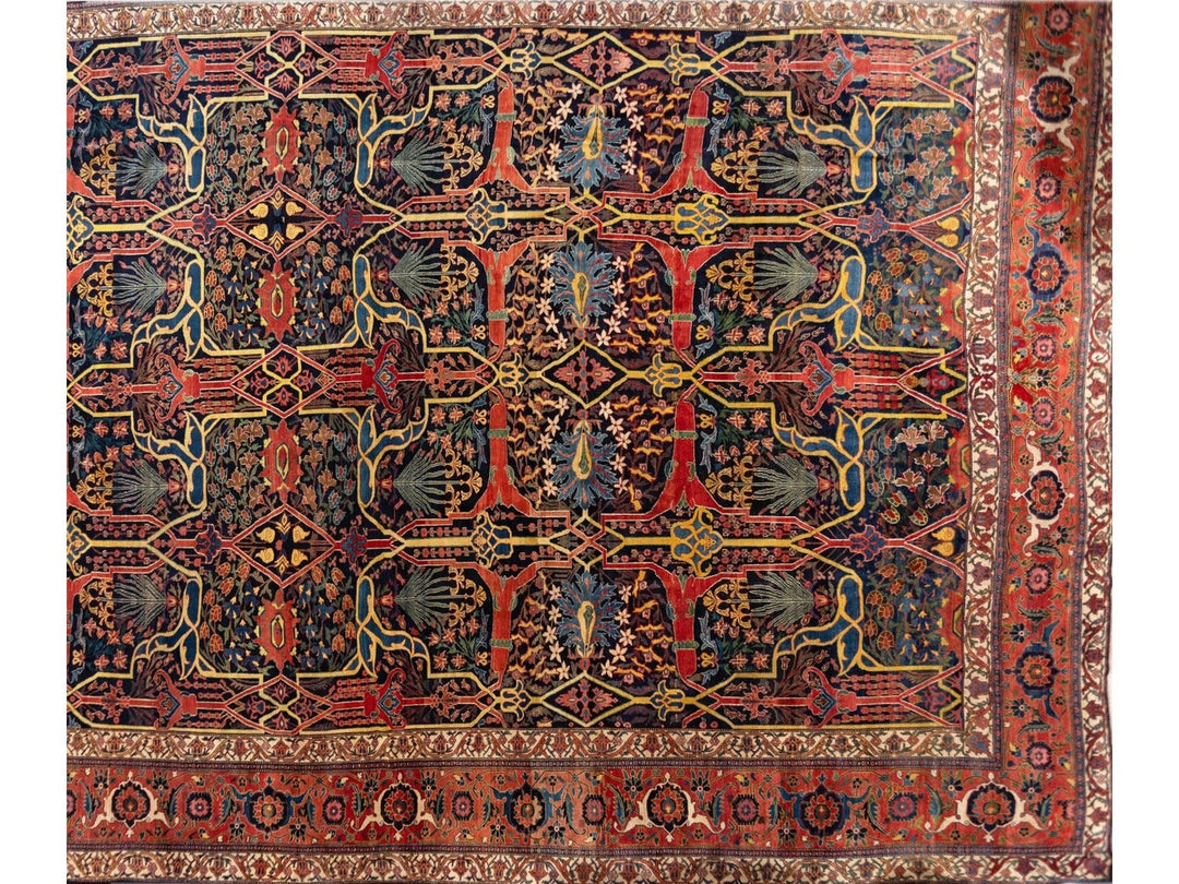 Late 19th Century Antique Palace Size Blue Bidjar Wool Rug