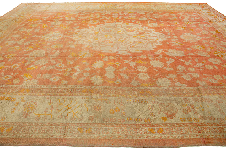 Antique Turkish Oushak Wool Rug 13 X 17