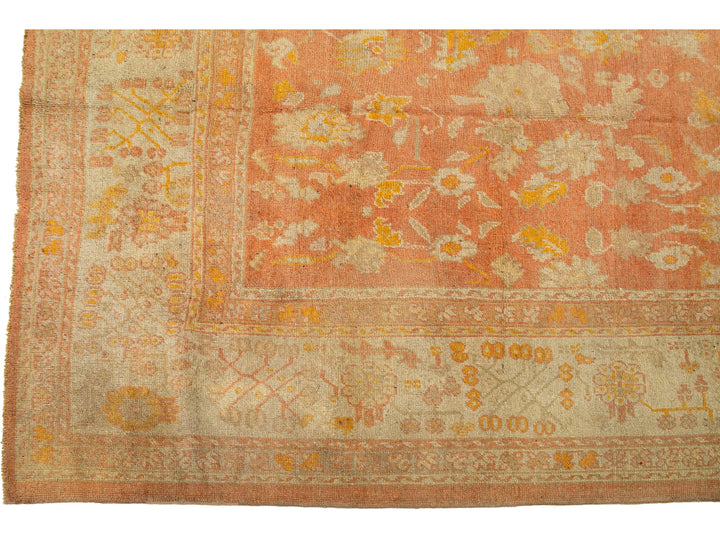 Antique Turkish Oushak Wool Rug 13 X 17