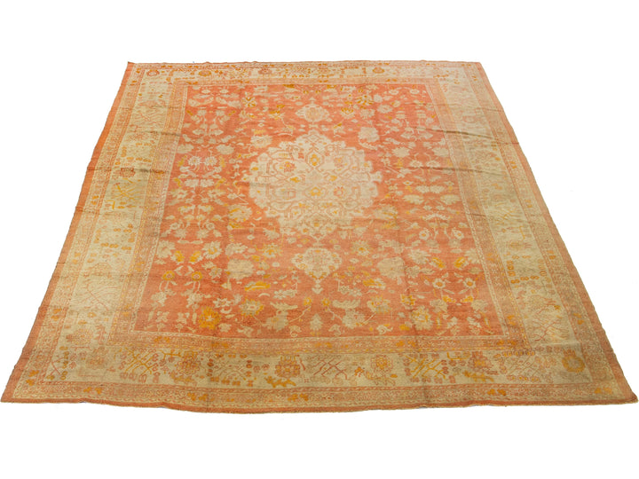 Antique Turkish Oushak Wool Rug 13 X 17