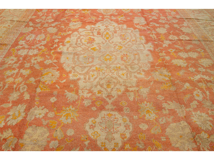 Antique Turkish Oushak Wool Rug 13 X 17