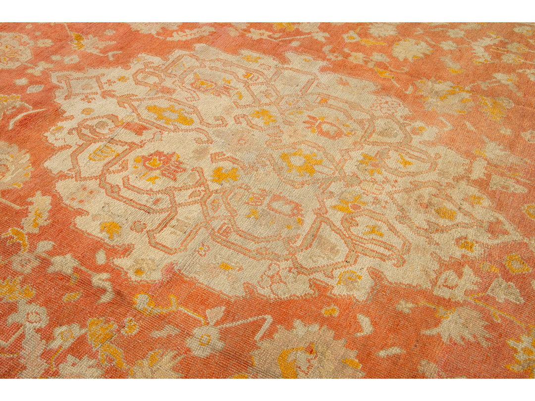 Antique Turkish Oushak Wool Rug 13 X 17