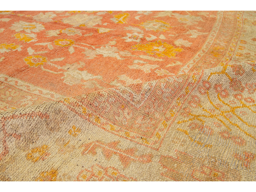Antique Turkish Oushak Wool Rug 13 X 17