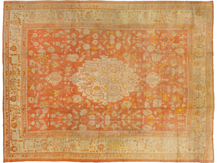 Antique Turkish Oushak Wool Rug 13 X 17