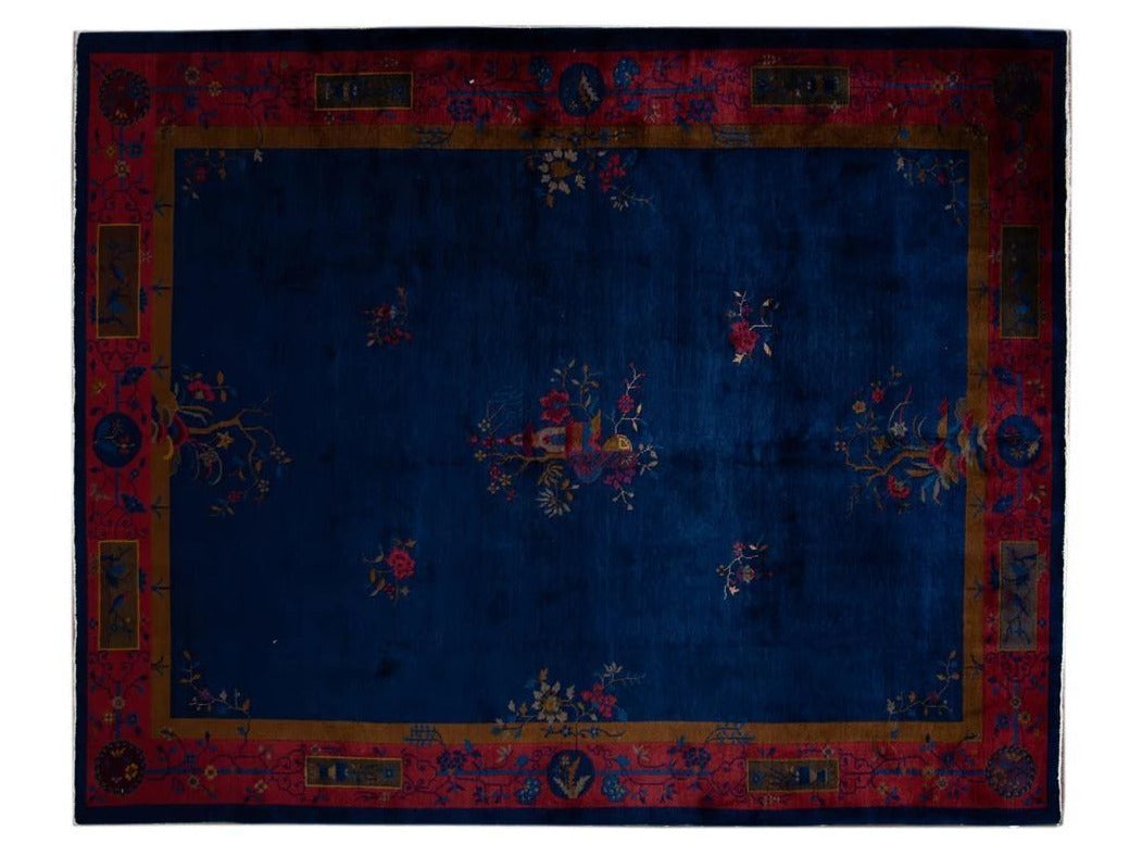 Antique Chinese Art Deco Wool Rug 9 X 11