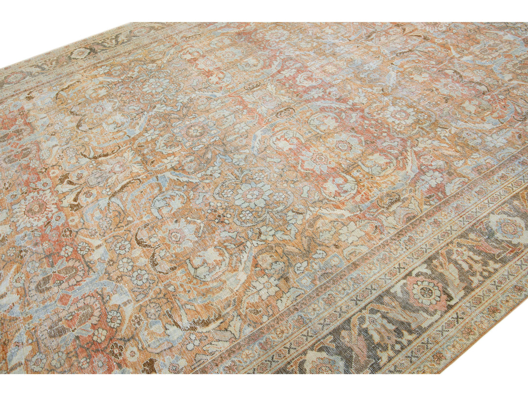 Antique Persian Mahal Wool Rug 10 x 17