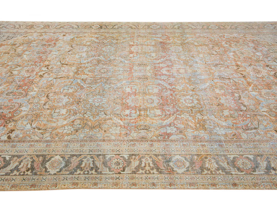 Antique Persian Mahal Wool Rug 10 x 17