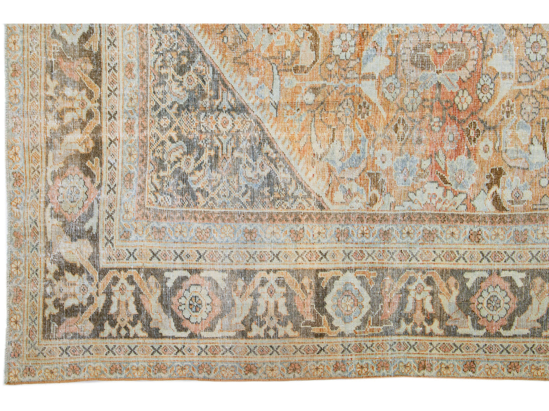 Antique Persian Mahal Wool Rug 10 x 17