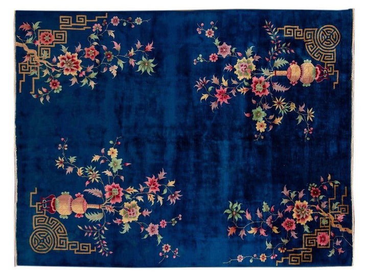 Antique Chinese Art Deco Wool Rug 9 X 11