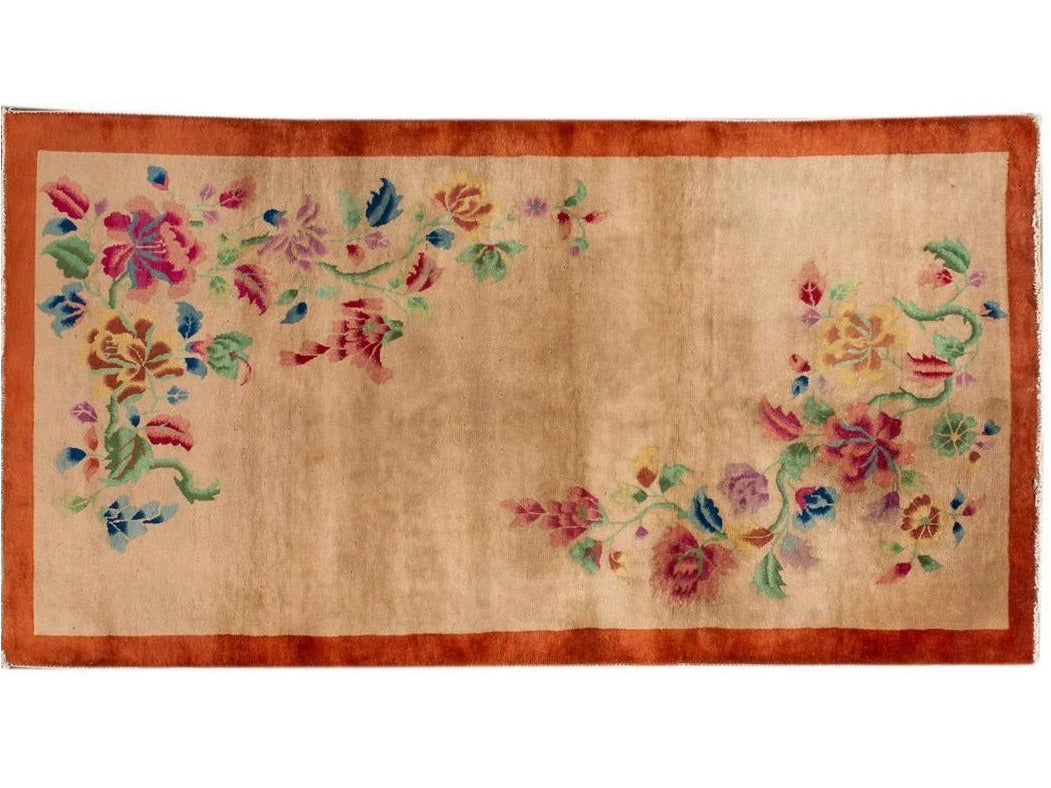 Antique Chinese Art Deco Wool Rug 4 X 7