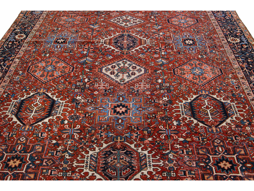Antique Heriz Wool Rug 8 X 11