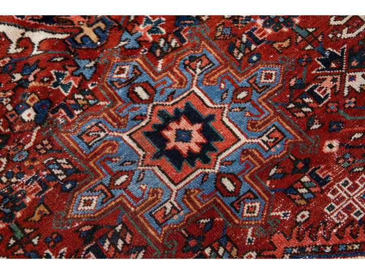 Antique Heriz Wool Rug 8 X 11