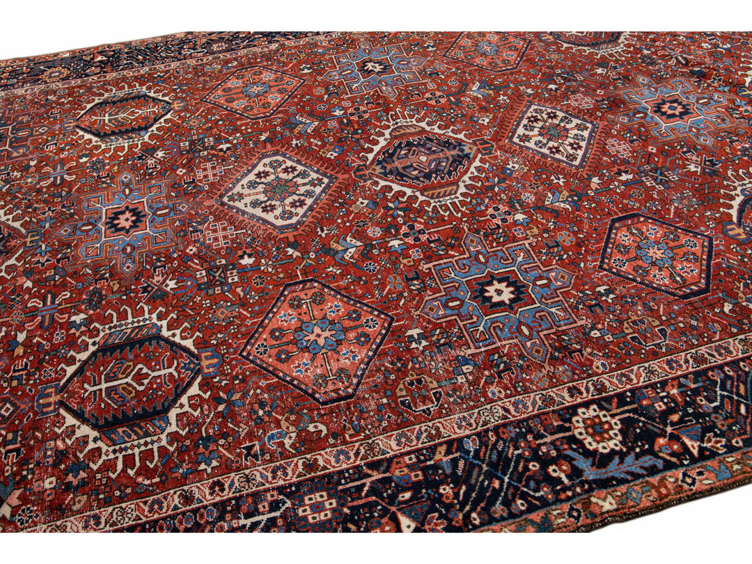 Antique Heriz Wool Rug 8 X 11