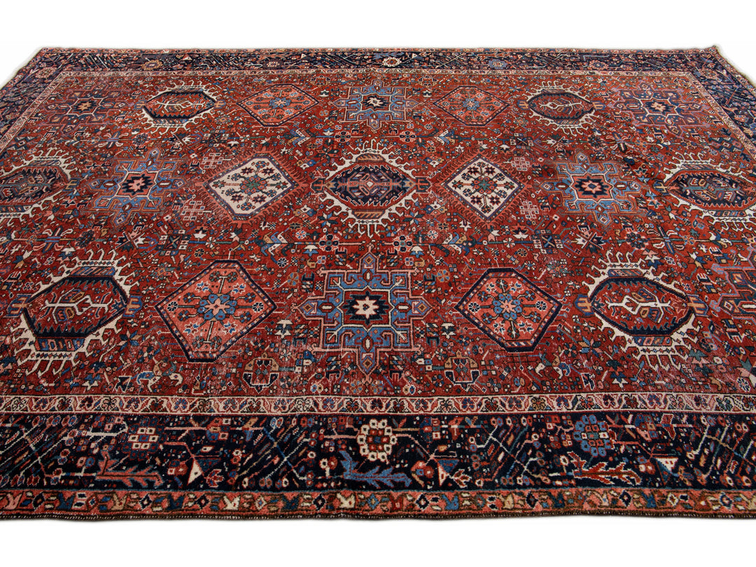 Antique Heriz Wool Rug 8 X 11