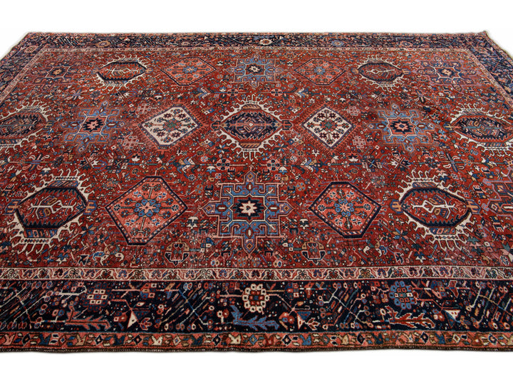 Antique Heriz Wool Rug 8 X 11