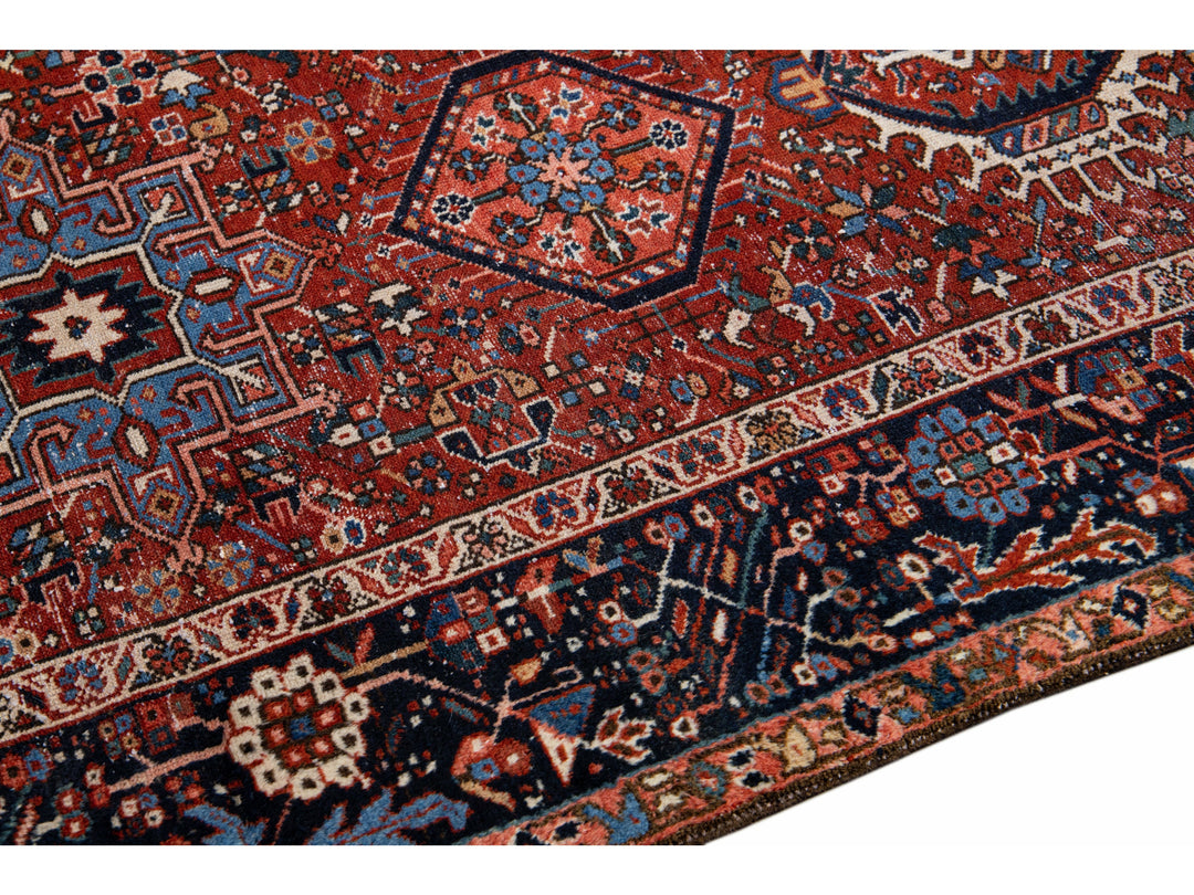 Antique Heriz Wool Rug 8 X 11