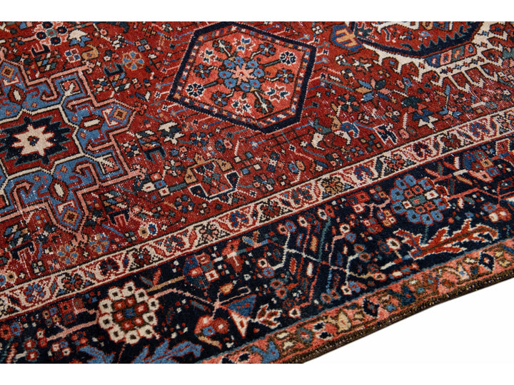 Antique Heriz Wool Rug 8 X 11