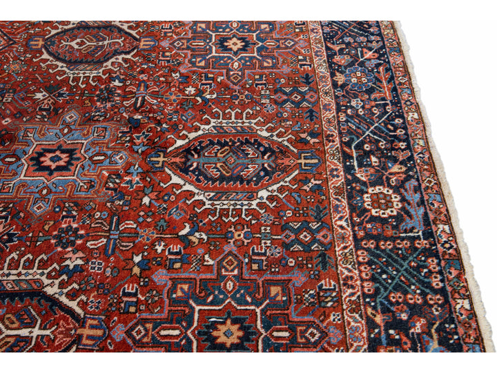 Antique Heriz Wool Rug 8 X 11