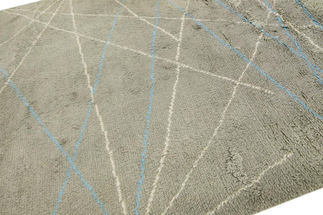 Modern Moroccan Wool Rug 9 X 12
